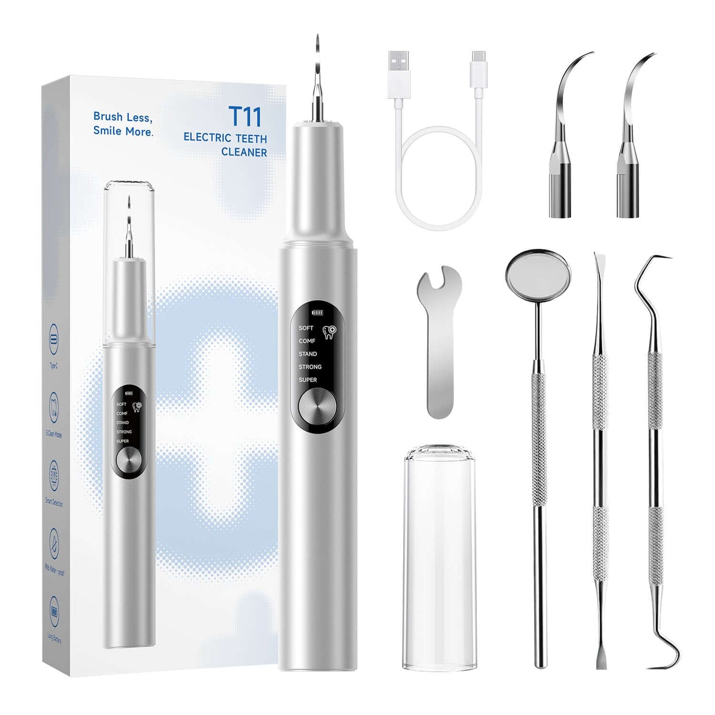 T11 Ultrasonic Teeth Cleaner for Plaque & Tartar Removal - CURVY MOON