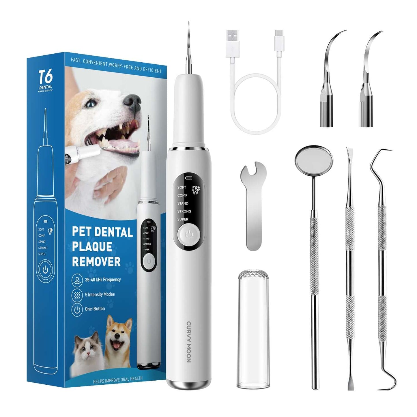 T6 Pet Ultrasonic Tooth Cleaner - CURVY MOON