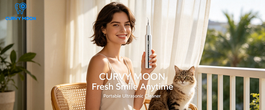 Curvymoon ultrasonic dental scaler for at-home tartar removal